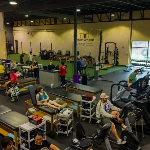 TMI Sports Medicine Rehab Turf Area with Baseball Player