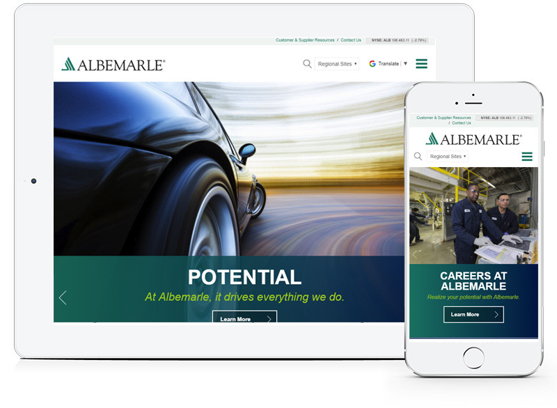 Albemarle Website Design created in Echo+ by E-dreamz