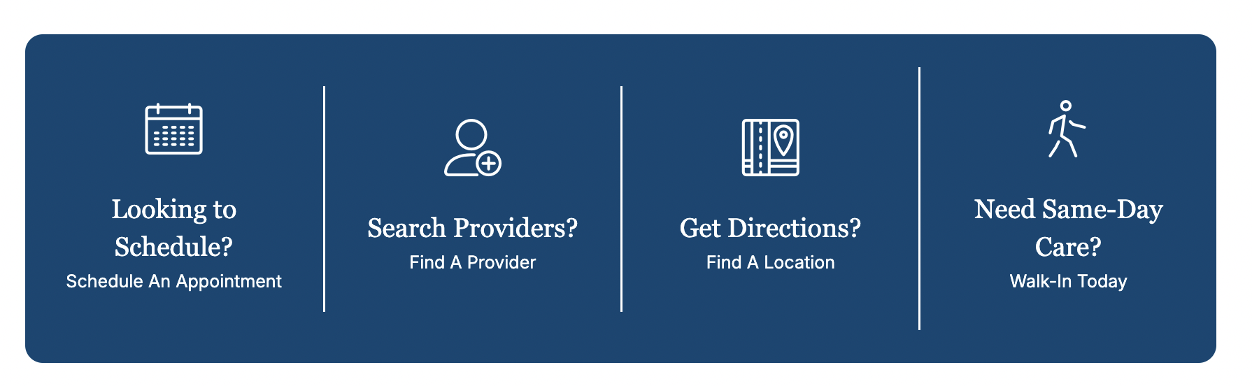 call to action UX bar on healthcare website
