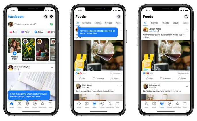 meta facebook tiktok reels tabs ux update