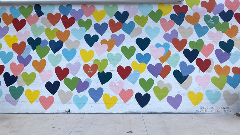 heart confetti wall