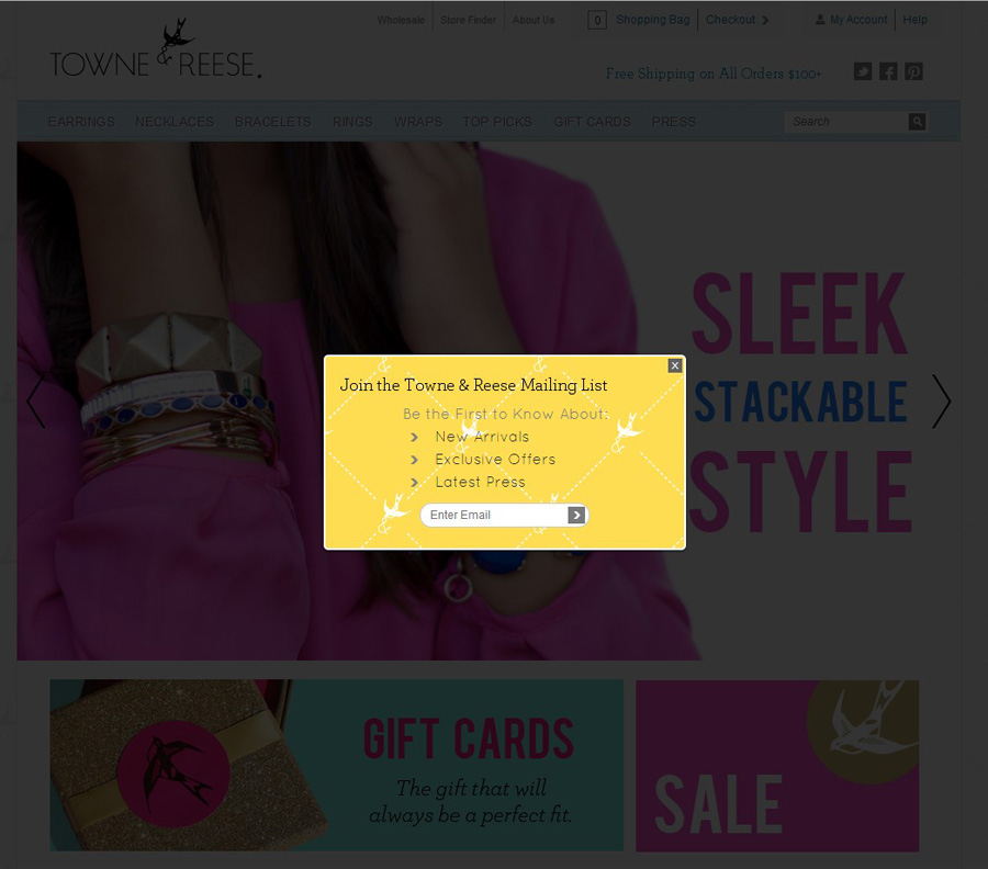 Email Pop up Example